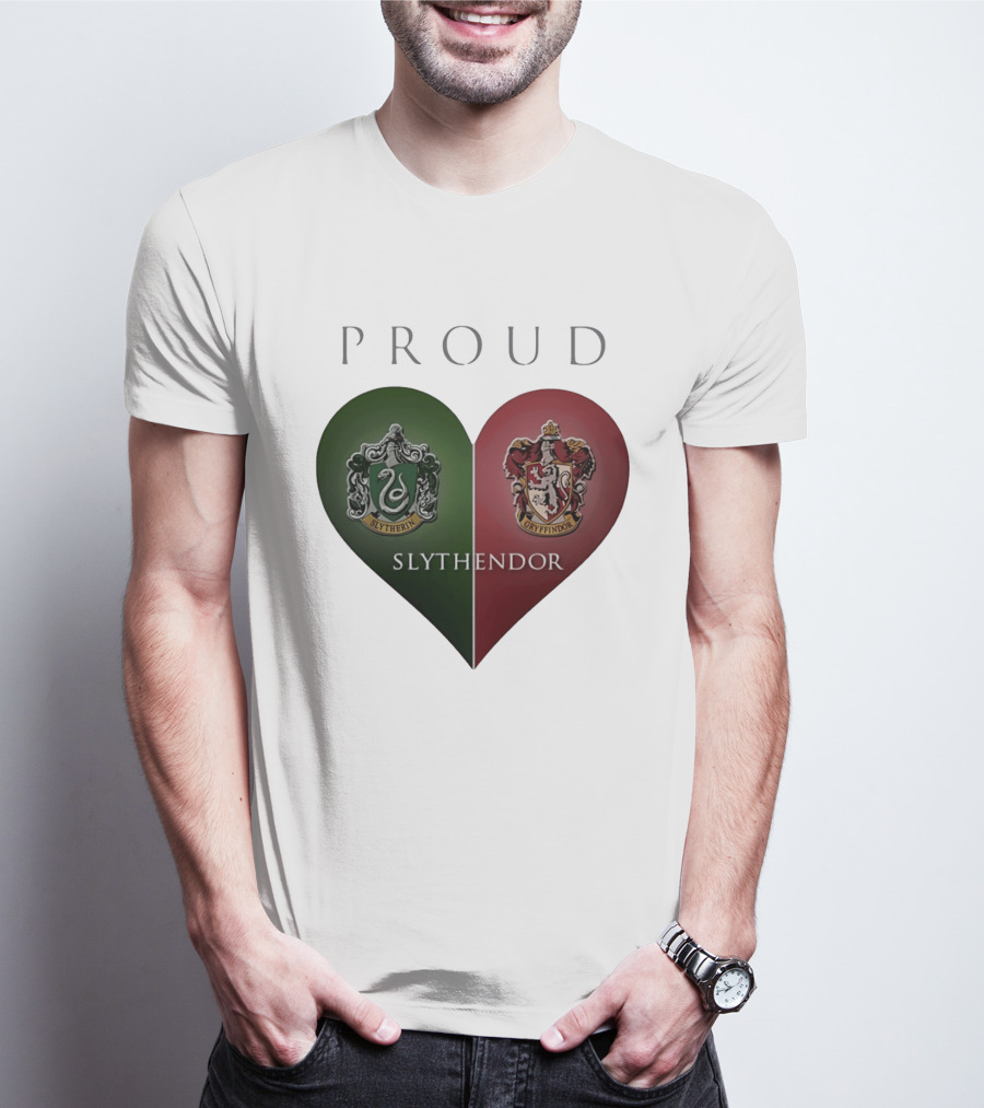 Proud Slythendor Heart Slytherin Gryffindor Crest Combination T-Shirt