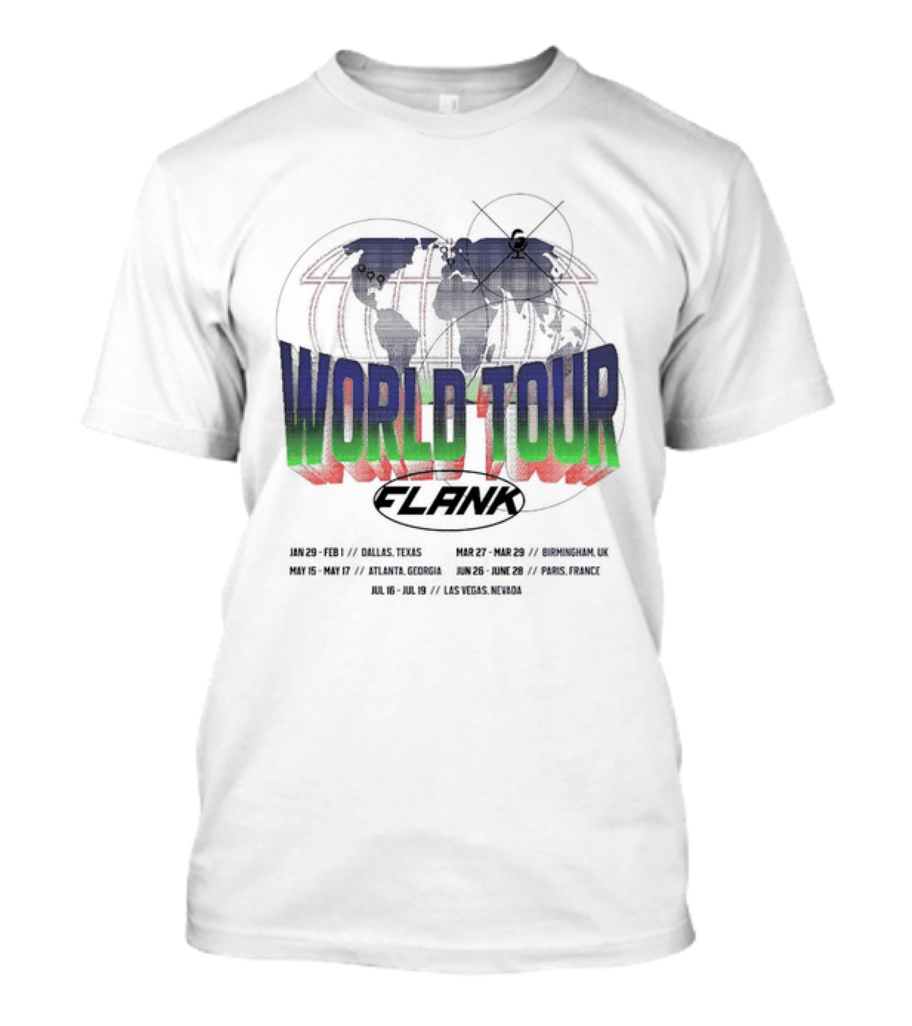 World Tour Flank With Globe And Concert Dates T-Shirt