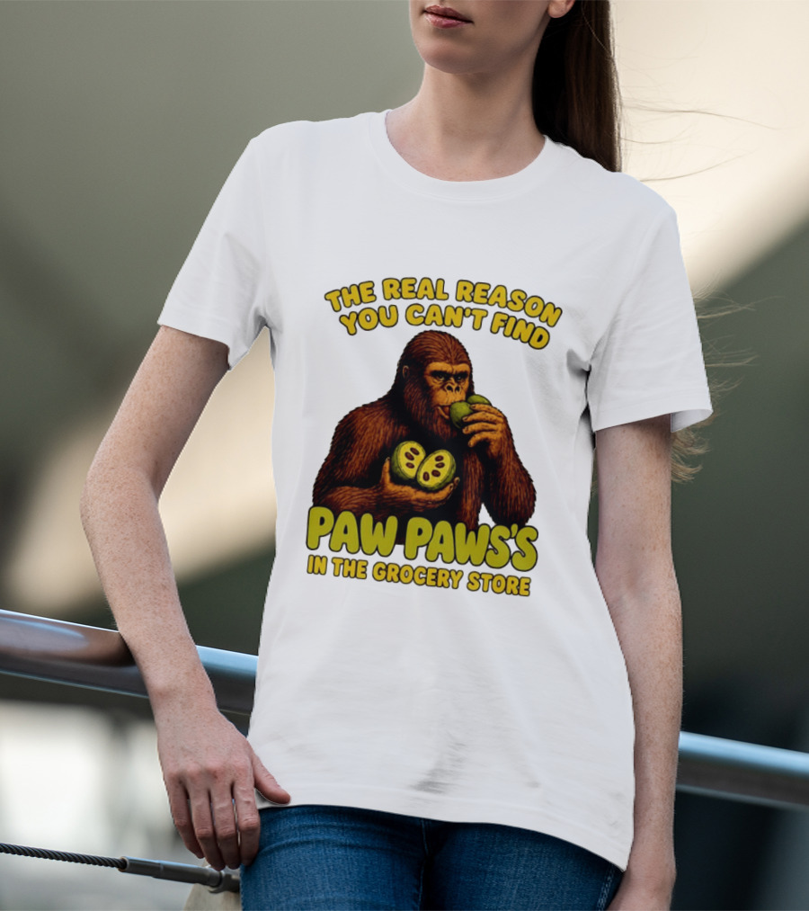 Pawpaw Fruit Mystery Sasquatch Eating Pawpaws In Grocery Store T-Shirt