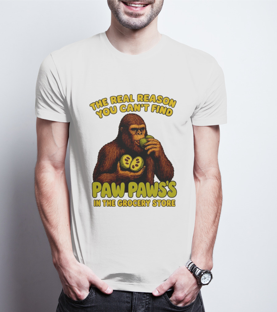 Pawpaw Fruit Mystery Sasquatch Eating Pawpaws In Grocery Store T-Shirt