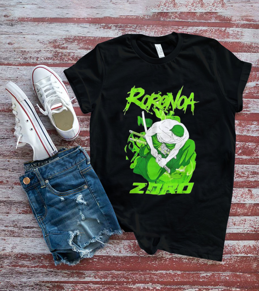 Roronoa Zoro Sword Fighter Anime Drawing T-Shirt