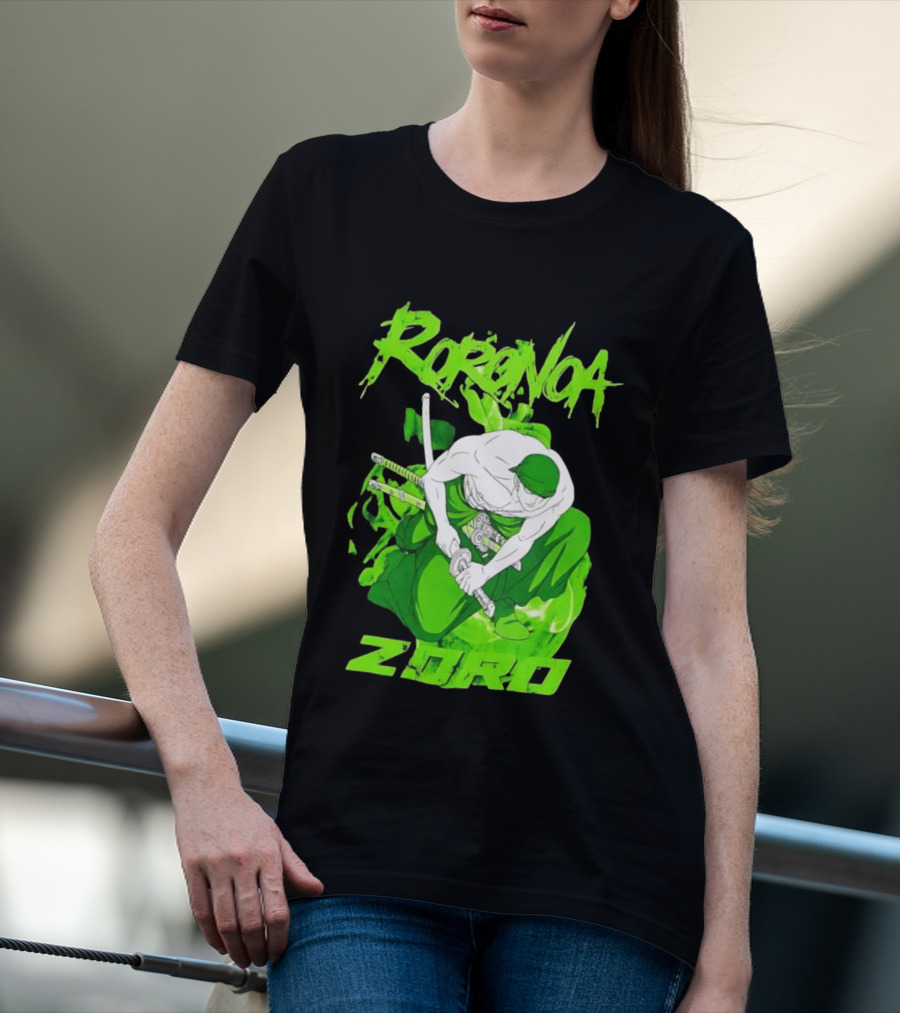 Roronoa Zoro Sword Fighter Anime Drawing T-Shirt