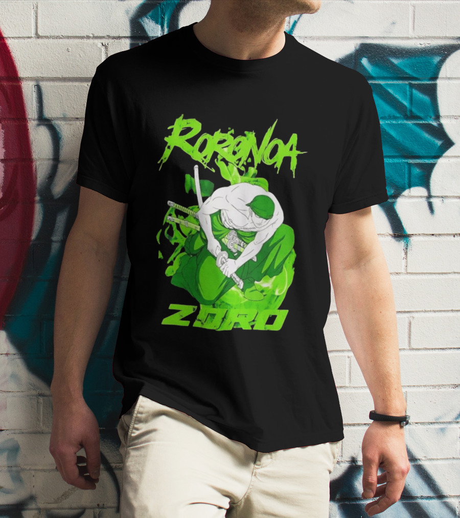 Roronoa Zoro Sword Fighter Anime Drawing T-Shirt