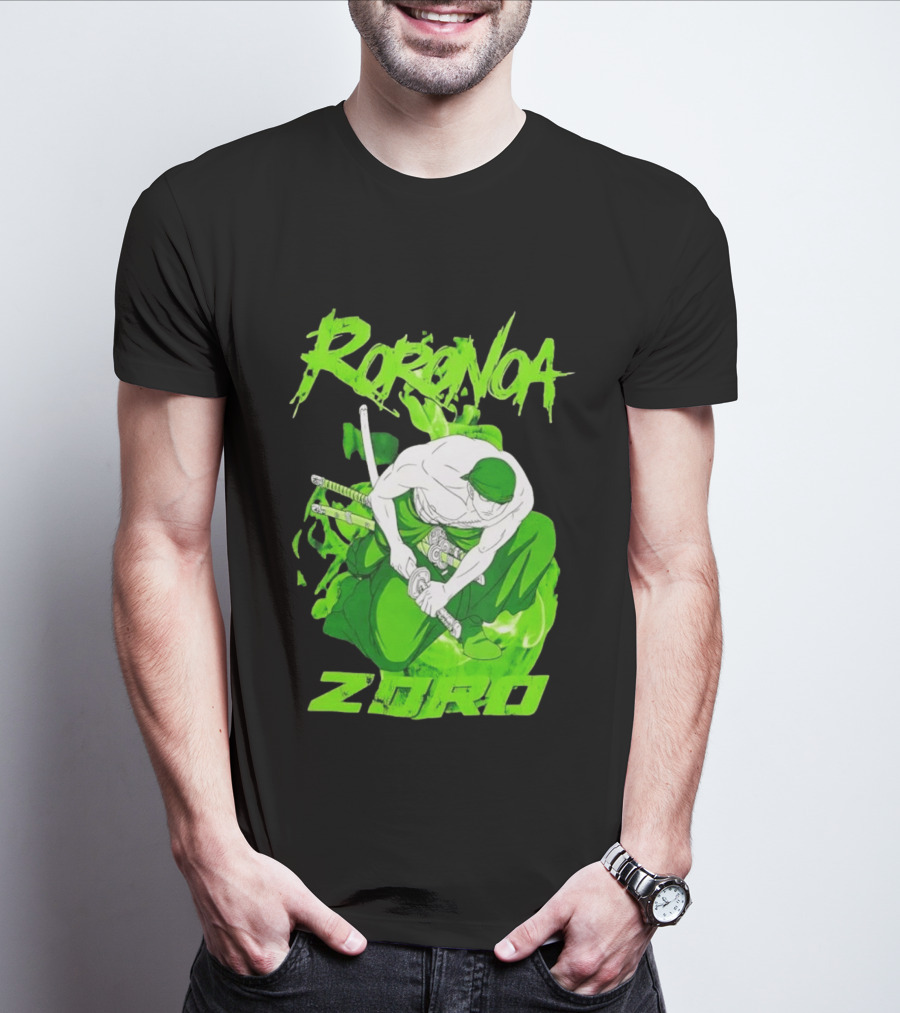 Roronoa Zoro Sword Fighter Anime Drawing T-Shirt