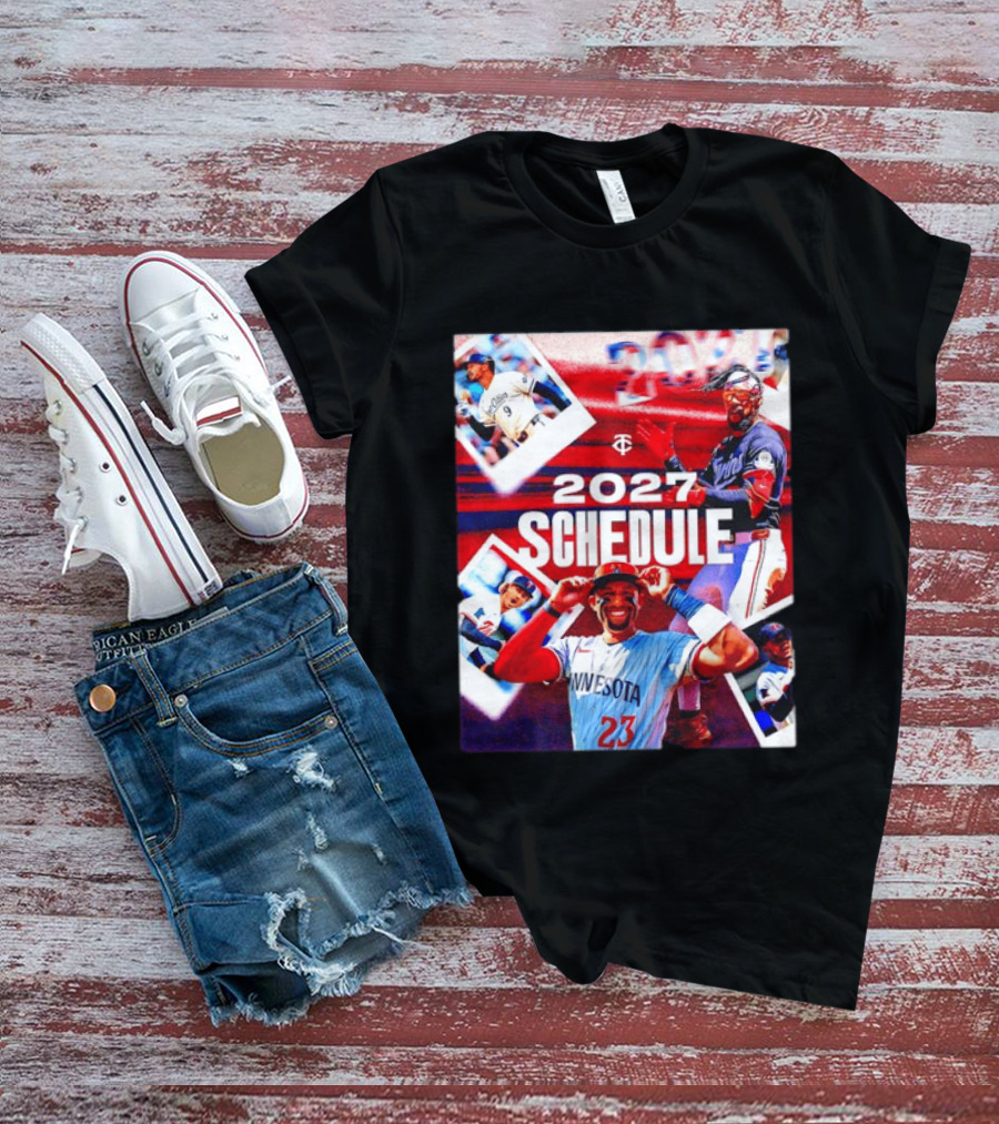 Minnesota Twins 2027 Schedule Collage With Players And Photos T-Shirt