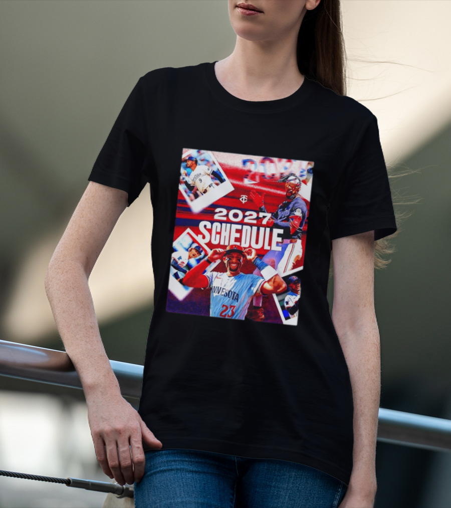 Minnesota Twins 2027 Schedule Collage With Players And Photos T-Shirt