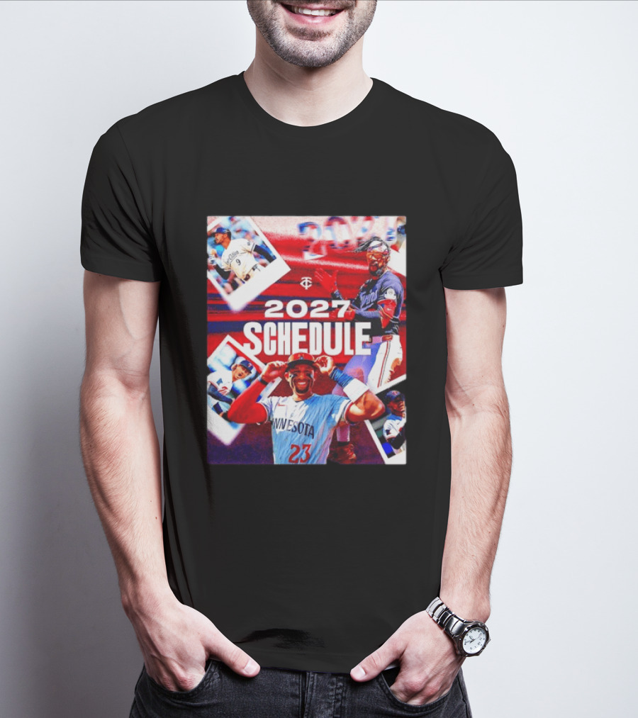 Minnesota Twins 2027 Schedule Collage With Players And Photos T-Shirt