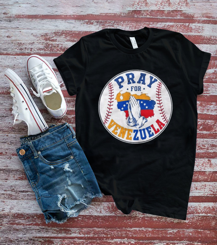 Pray For Venezuela Baseball Map Hands T-Shirt