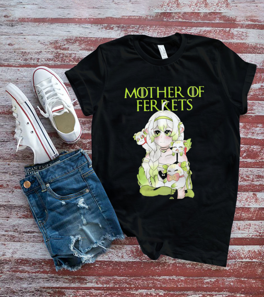 Mother Of Ferrets Anime Girl Ferret Lover Cute Kawaii T-Shirt