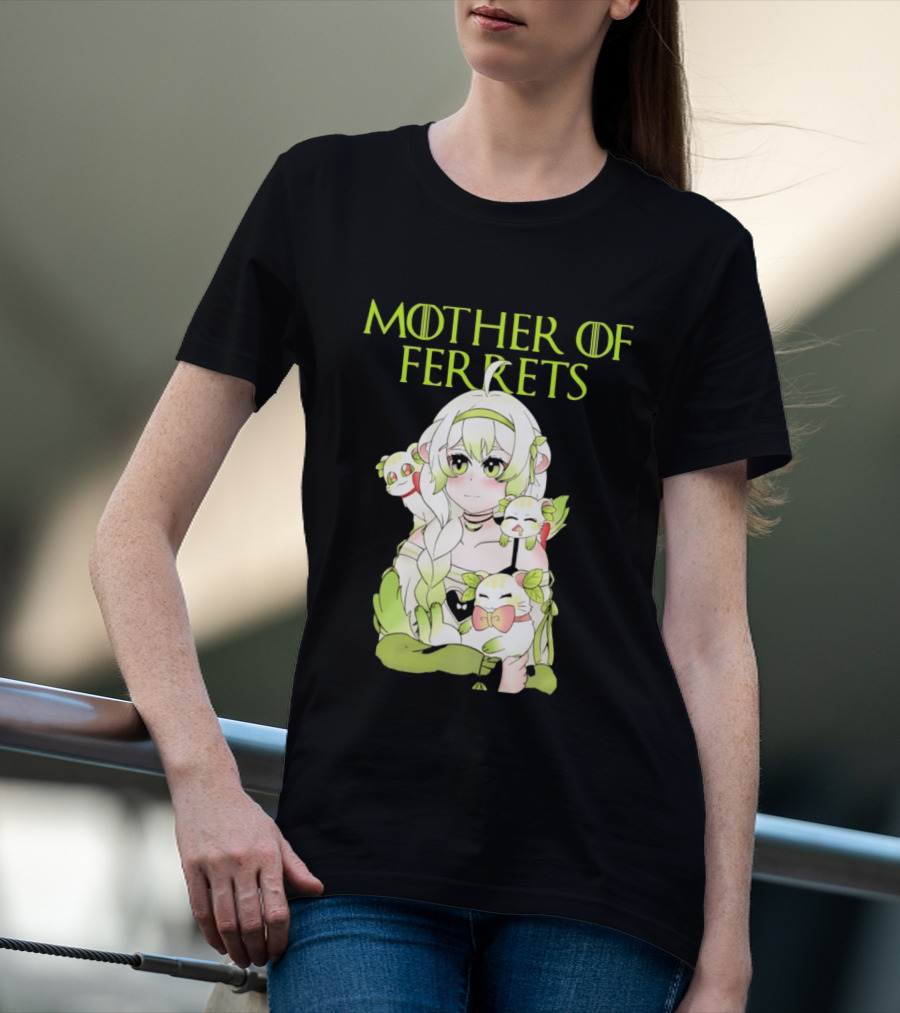 Mother Of Ferrets Anime Girl Ferret Lover Cute Kawaii T-Shirt