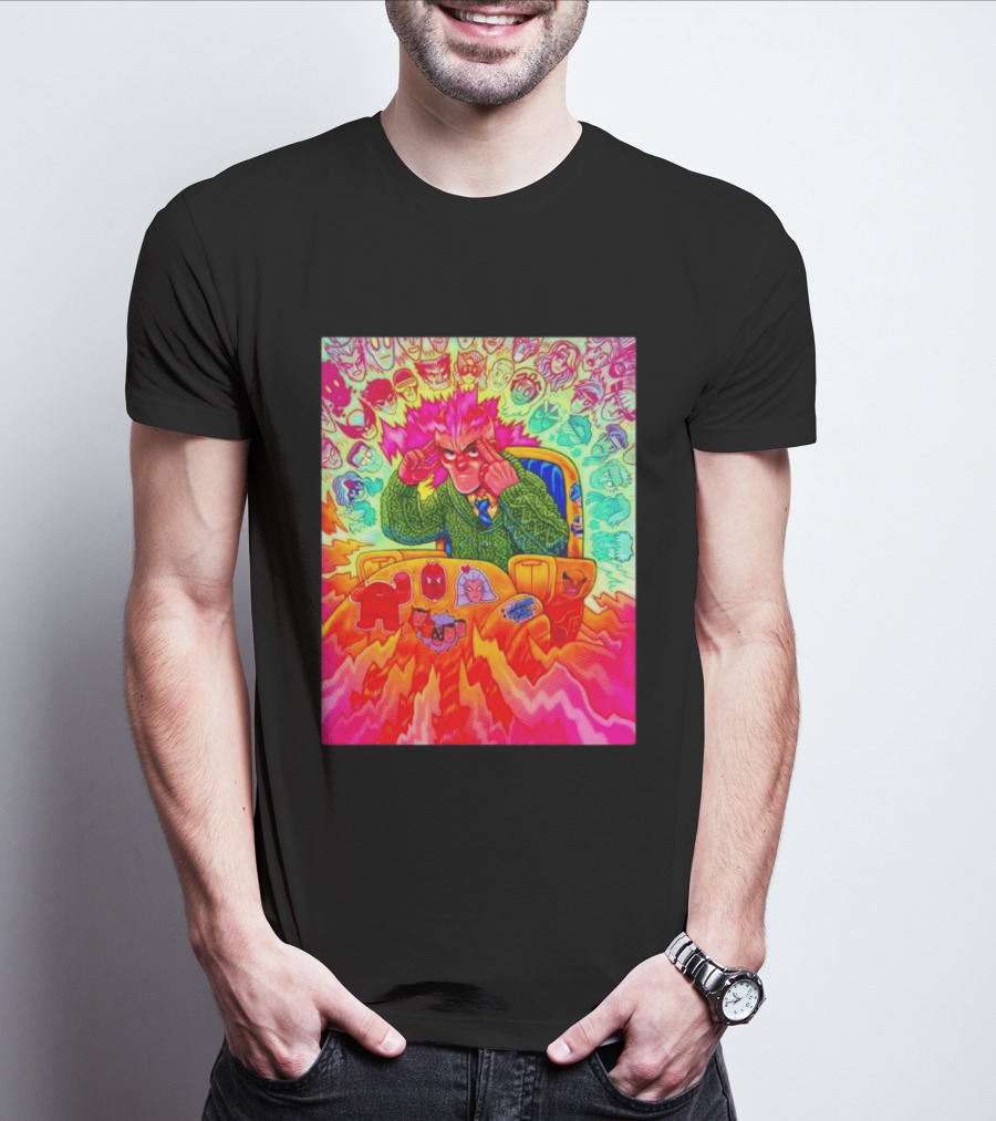 Professor X Dazzler World Tour X Men Collage Psychedelic Comic Art Marvel Characters T-Shirt