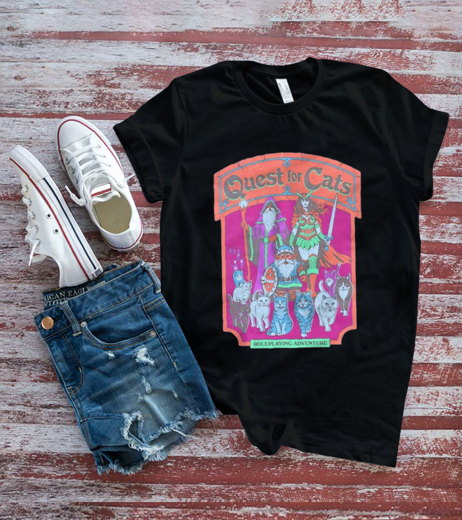Quest For Cats Fantasy Roleplaying Adventure Mage Warriors And Cats T-Shirt