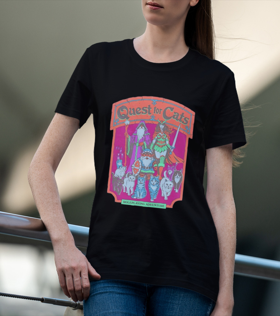 Quest For Cats Fantasy Roleplaying Adventure Mage Warriors And Cats T-Shirt