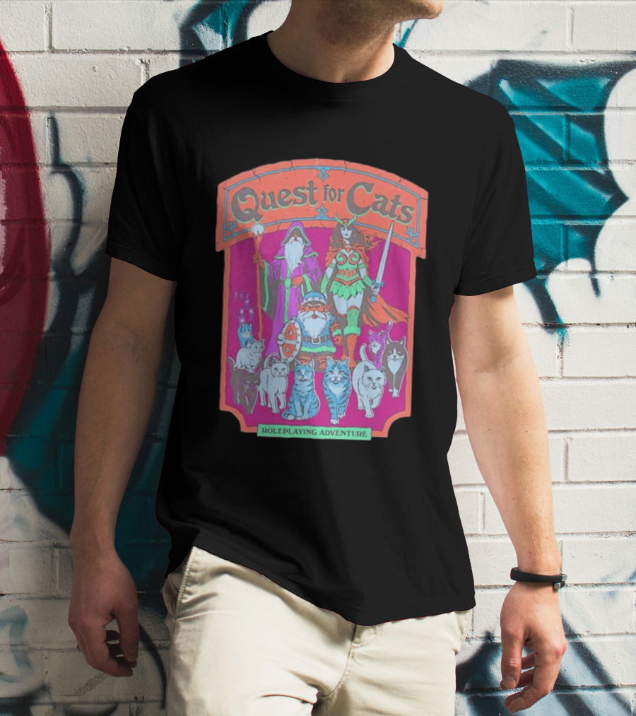 Quest For Cats Fantasy Roleplaying Adventure Mage Warriors And Cats T-Shirt