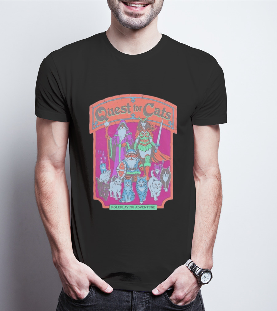 Quest For Cats Fantasy Roleplaying Adventure Mage Warriors And Cats T-Shirt