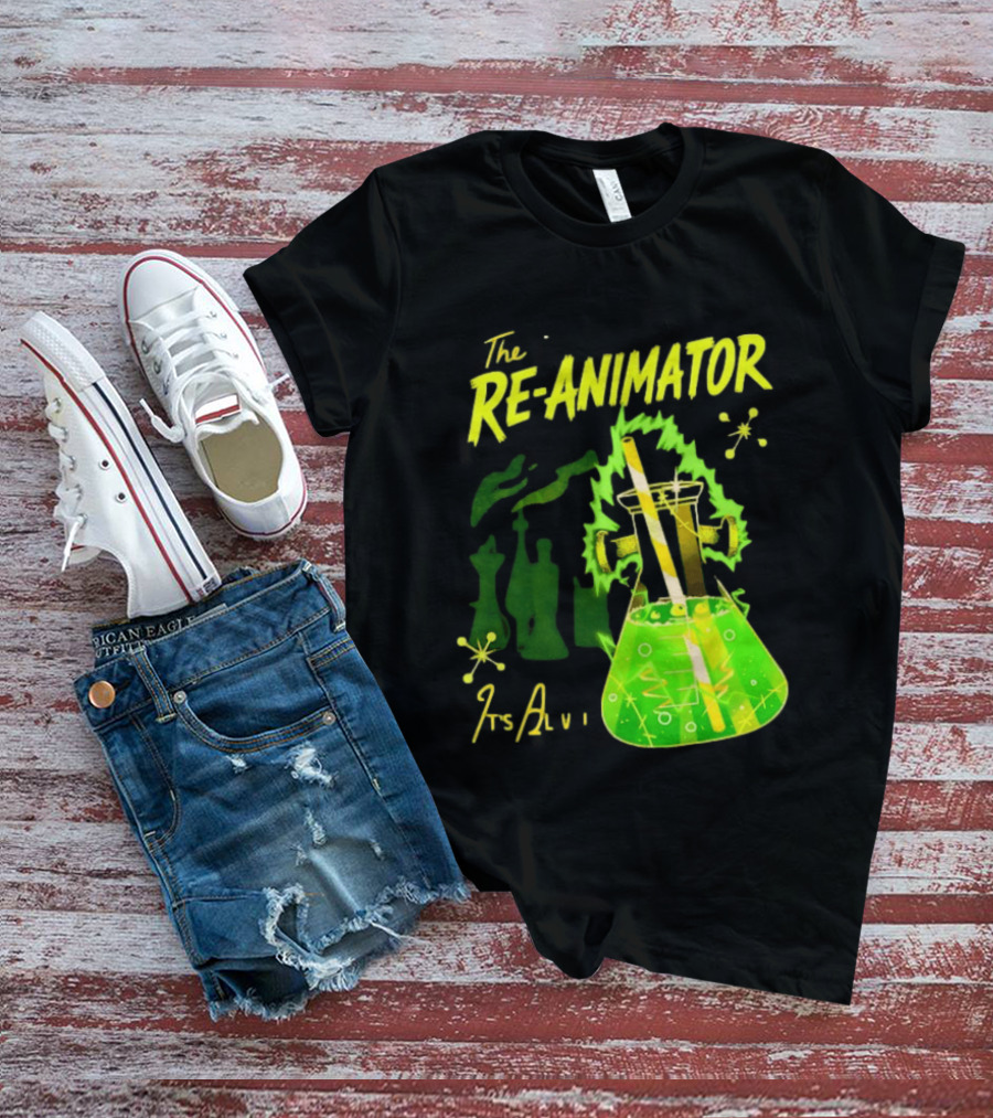 The Re Animator It's Alive Green Lab Flask Horror Film T-Shirt