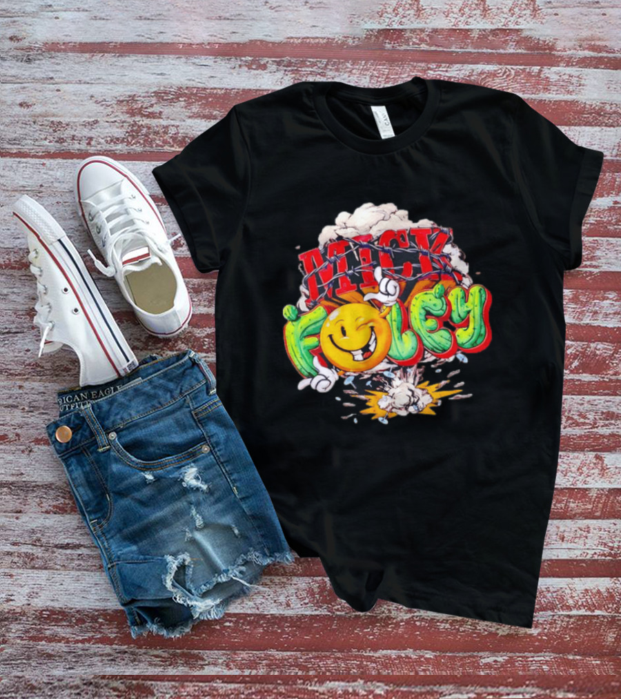 Mick Foley Cactus Smiley Face Barbed Wire Explosive Burst T-Shirt