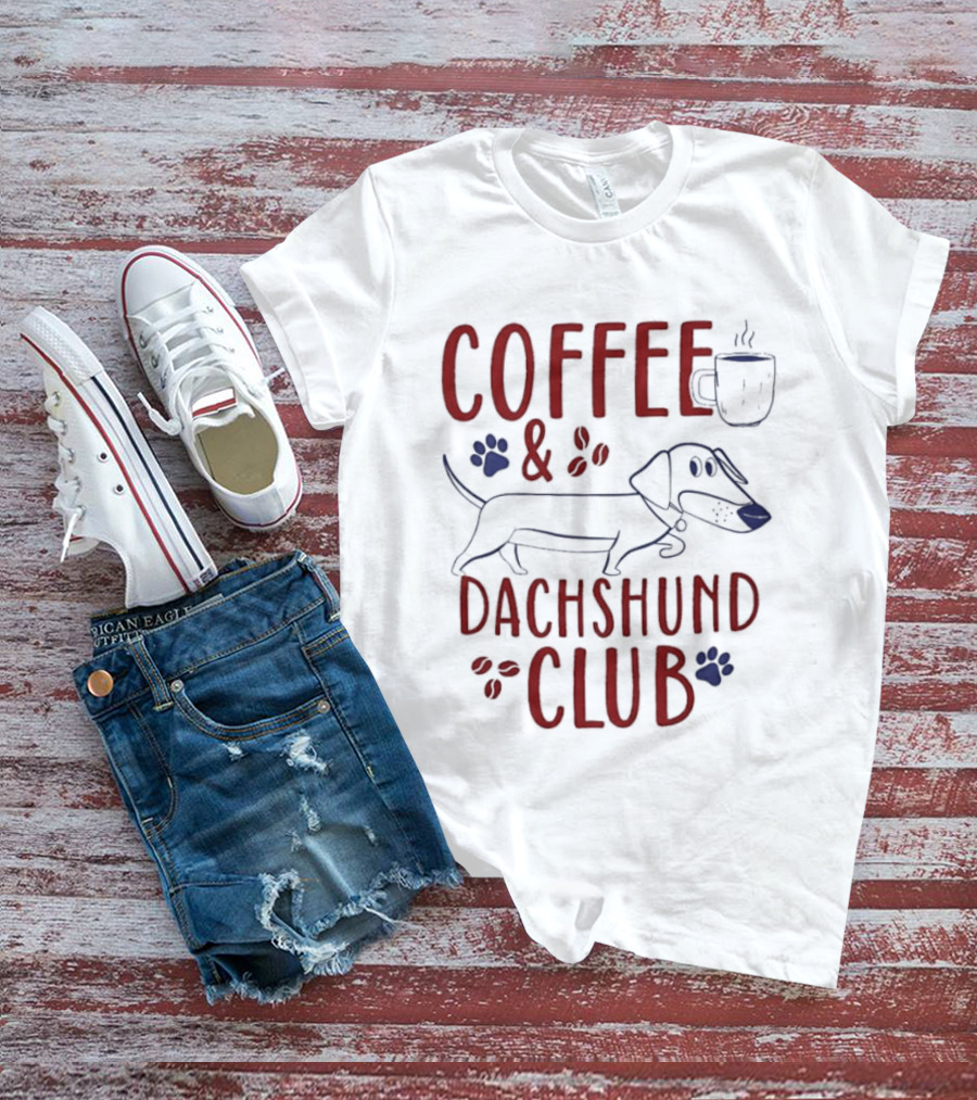 Coffee And Dachshund Club Paw Print Caffeine Espresso T-Shirt
