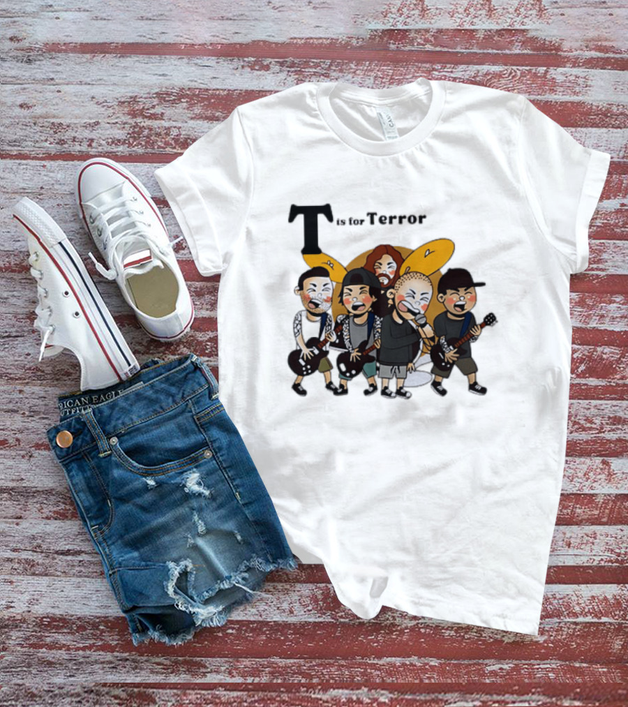 T Is For Terror Cartoon Punk Rock Band Music T-Shirt