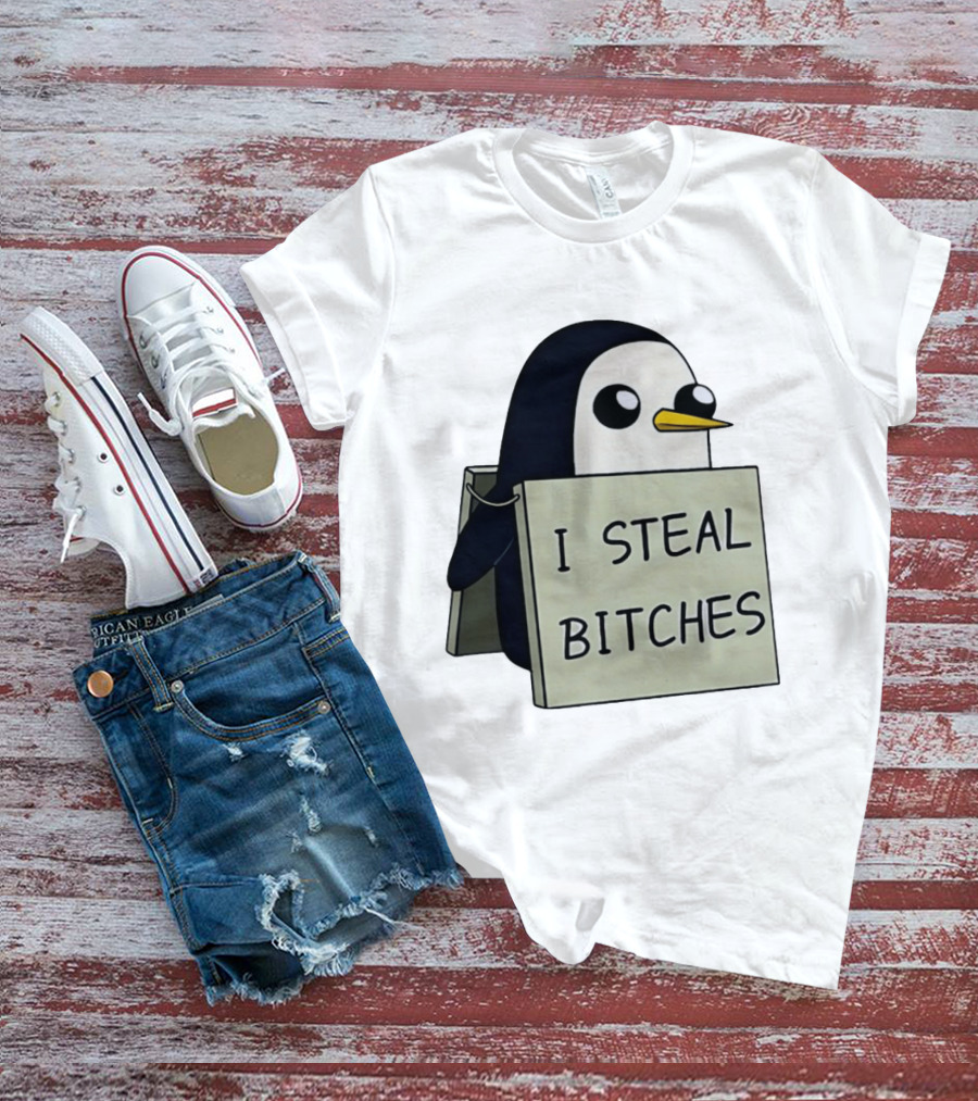 Gunter The Penguin I Steal Bitches Adventure Time Iconic Character Humor T-Shirt