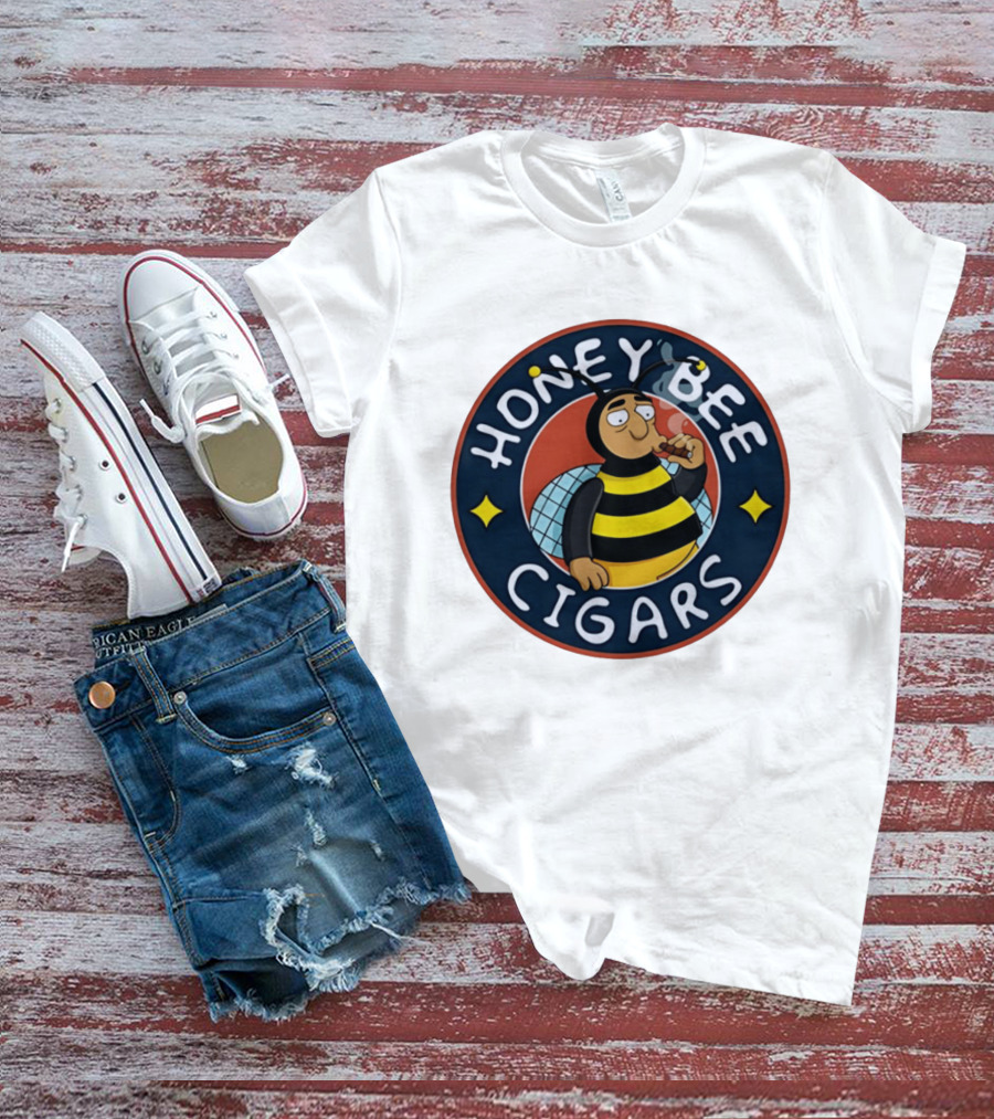 Honey Bee Cigars Smoking Cartoon Bee T-Shirt