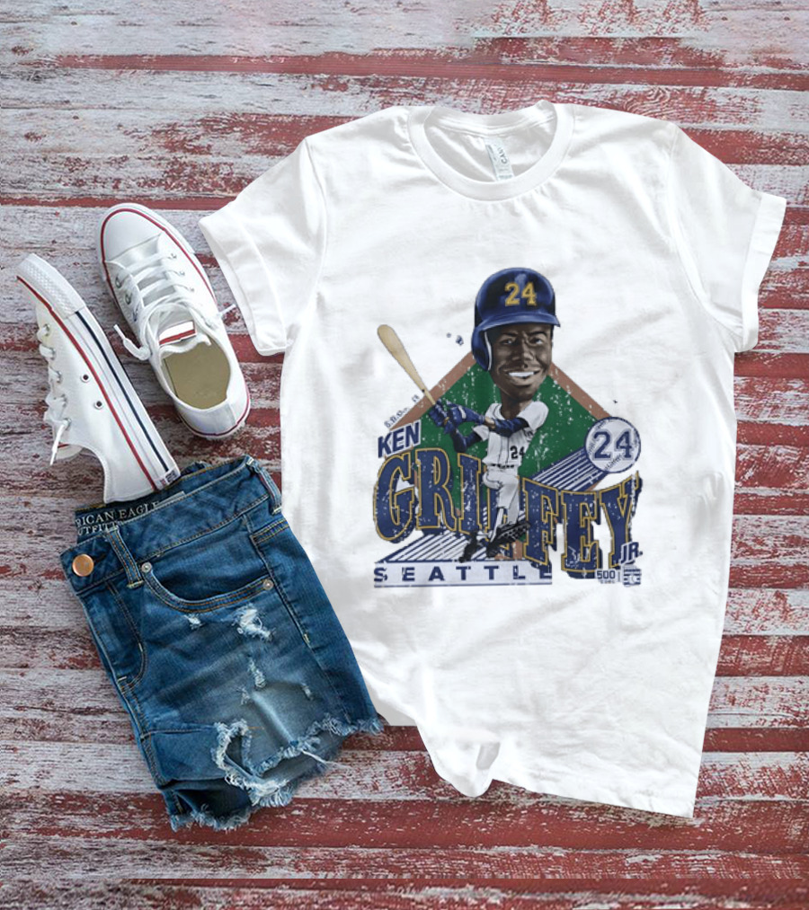 Ken Griffey Jr 24 Seattle Mariners 500 HR Club Distressed T-Shirt