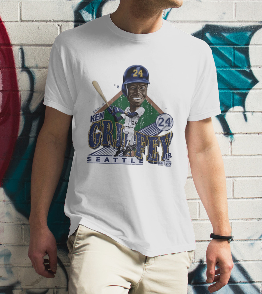 Ken Griffey Jr 24 Seattle Mariners 500 HR Club Distressed T-Shirt
