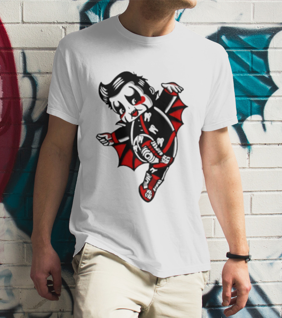 Little Vampire Kewpie Doll With Wings Teeth And Red Details T-Shirt