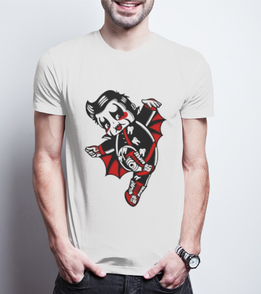 Little Vampire Kewpie Doll With Wings Teeth And Red Details T-Shirt