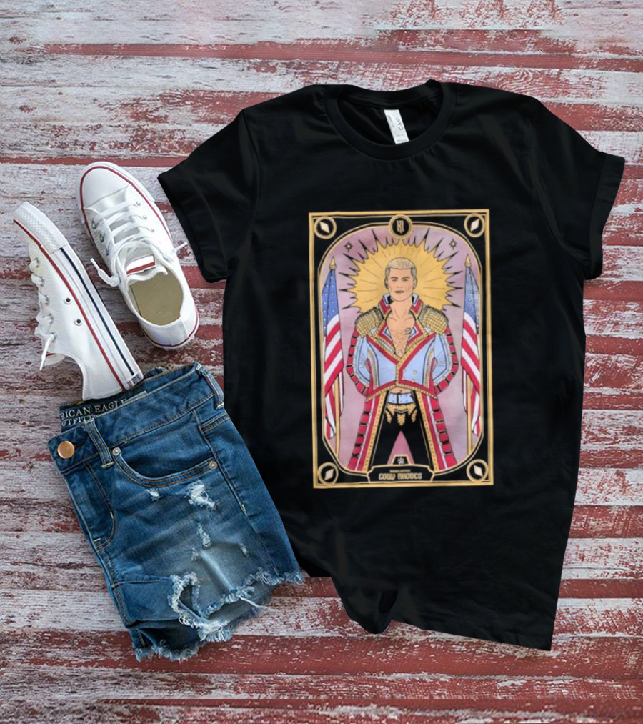Cody Rhodes WWE Tarot Card With American Flags And Sunburst T-Shirt