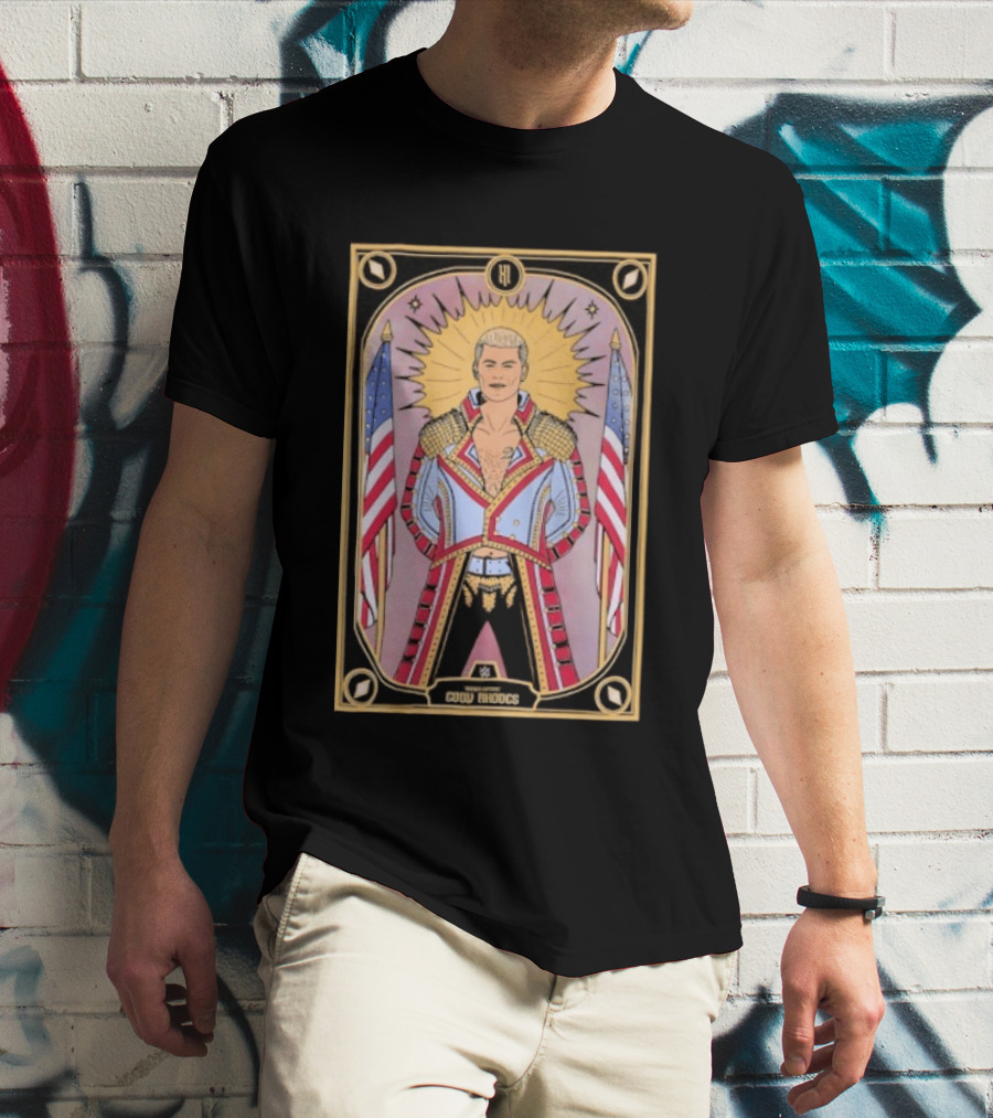 Cody Rhodes WWE Tarot Card With American Flags And Sunburst T-Shirt