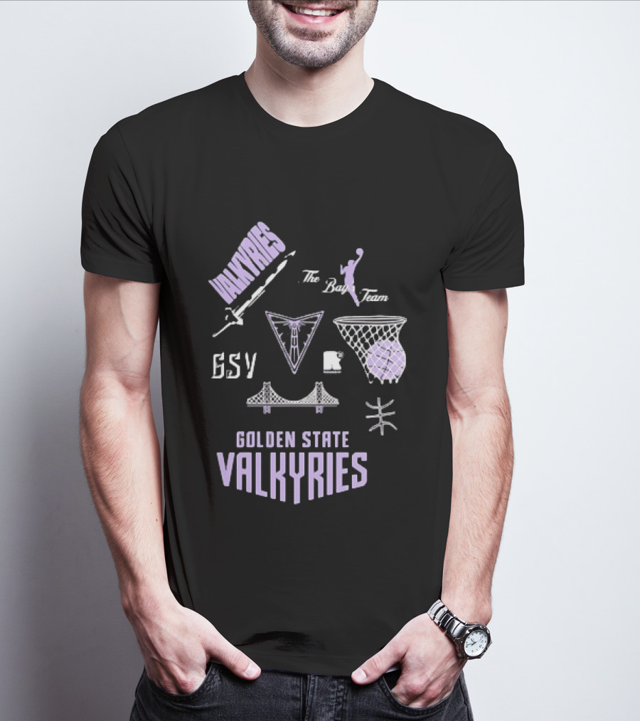 Golden State Valkyries The Bay's Team Basketball Collage GSV Bridge Sword T-Shirt