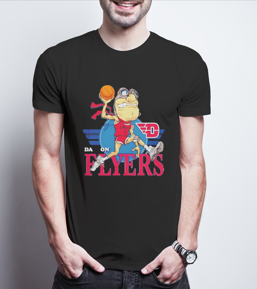 Dayton Flyers Rudy Dunking Basketball Cartoon T-Shirt