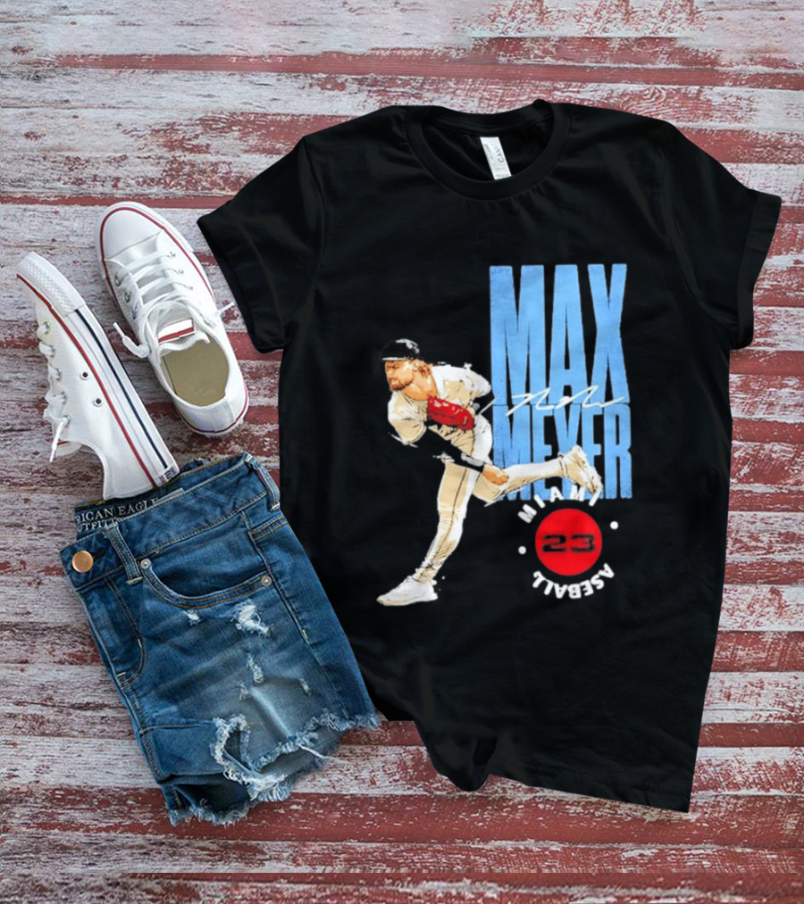 Max Meyer Miami Marlins Baseball 23 Stamp T-Shirt