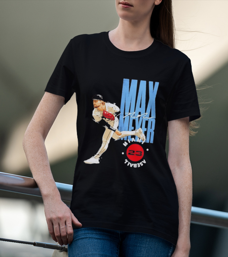 Max Meyer Miami Marlins Baseball 23 Stamp T-Shirt