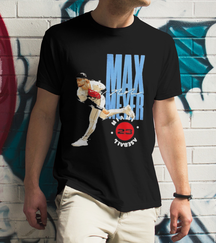 Max Meyer Miami Marlins Baseball 23 Stamp T-Shirt