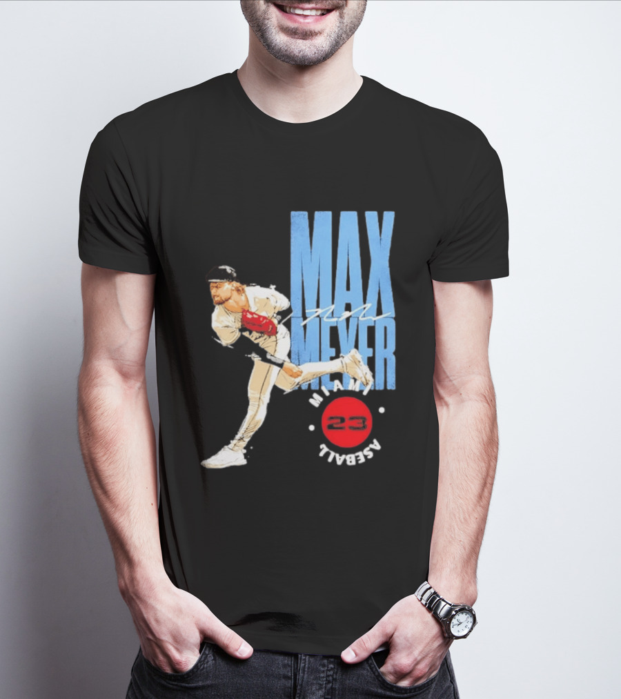 Max Meyer Miami Marlins Baseball 23 Stamp T-Shirt