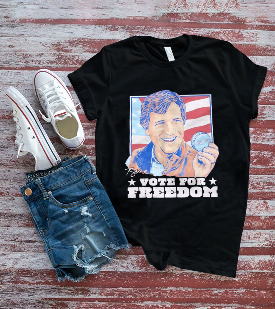 Tucker Carlson Old Row Vote For Freedom America Flag T-Shirt