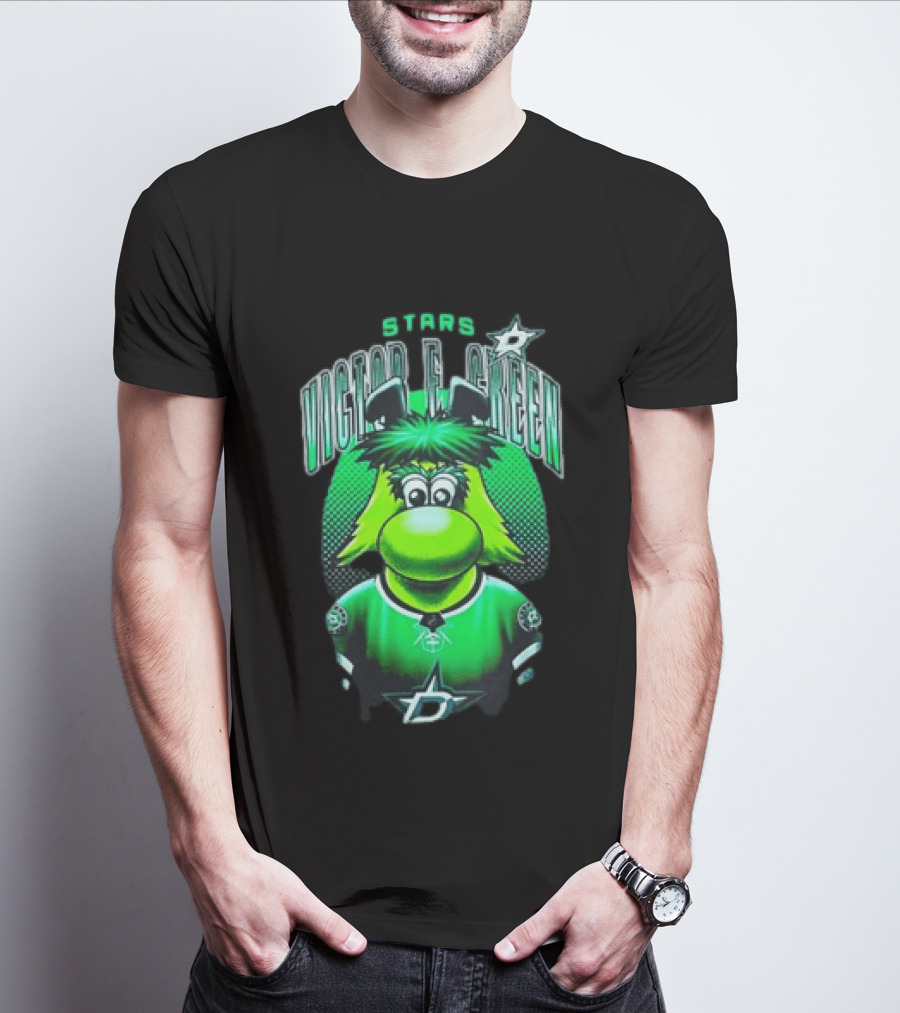 Dallas Stars Victor E Green Mascot NHL Fan Gear T-Shirt