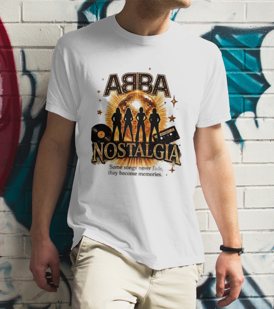 ABBA Nostalgia Some Songs Never Fade Memories Disco Vinyl Cassette T-Shirt