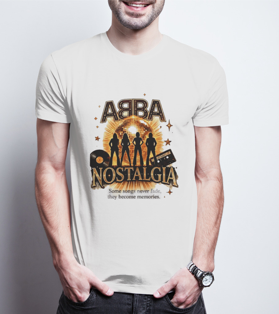 ABBA Nostalgia Some Songs Never Fade Memories Disco Vinyl Cassette T-Shirt