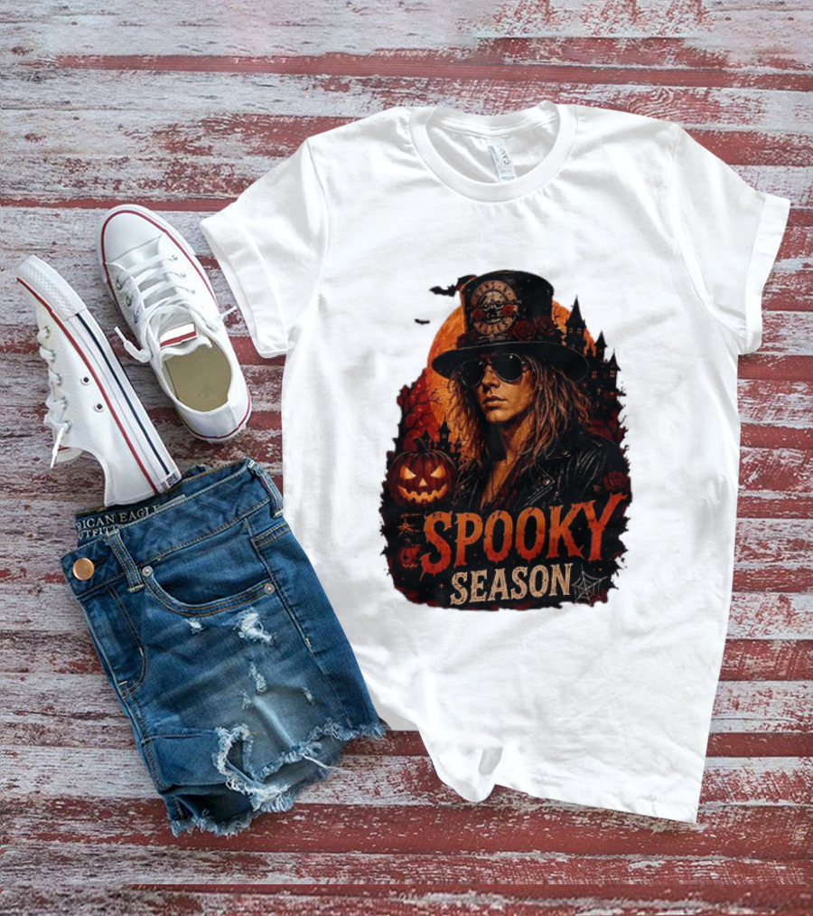 Spooky Season Buns N' Roses Halloween Pumpkin Slash T-Shirt