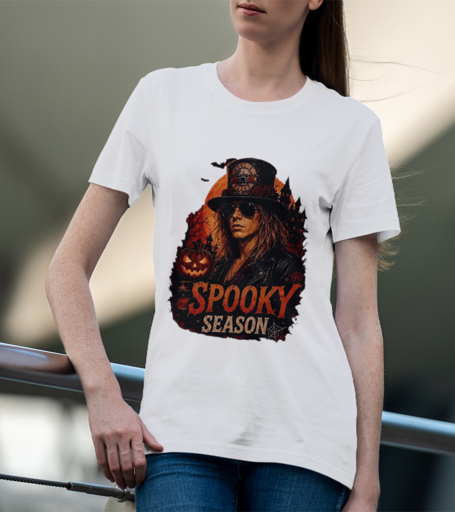 Spooky Season Buns N' Roses Halloween Pumpkin Slash T-Shirt