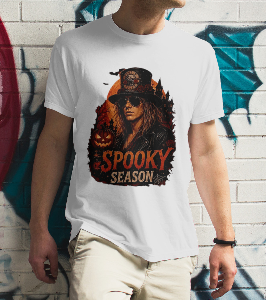 Spooky Season Buns N' Roses Halloween Pumpkin Slash T-Shirt