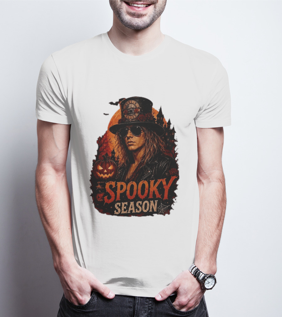 Spooky Season Buns N' Roses Halloween Pumpkin Slash T-Shirt