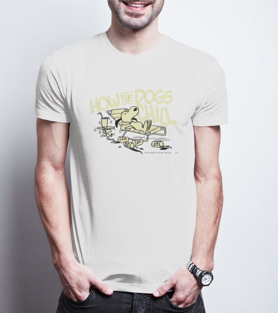 Snoopy Woodstock Peanuts How The Dogs Chill Root Beer Relaxation T-Shirt