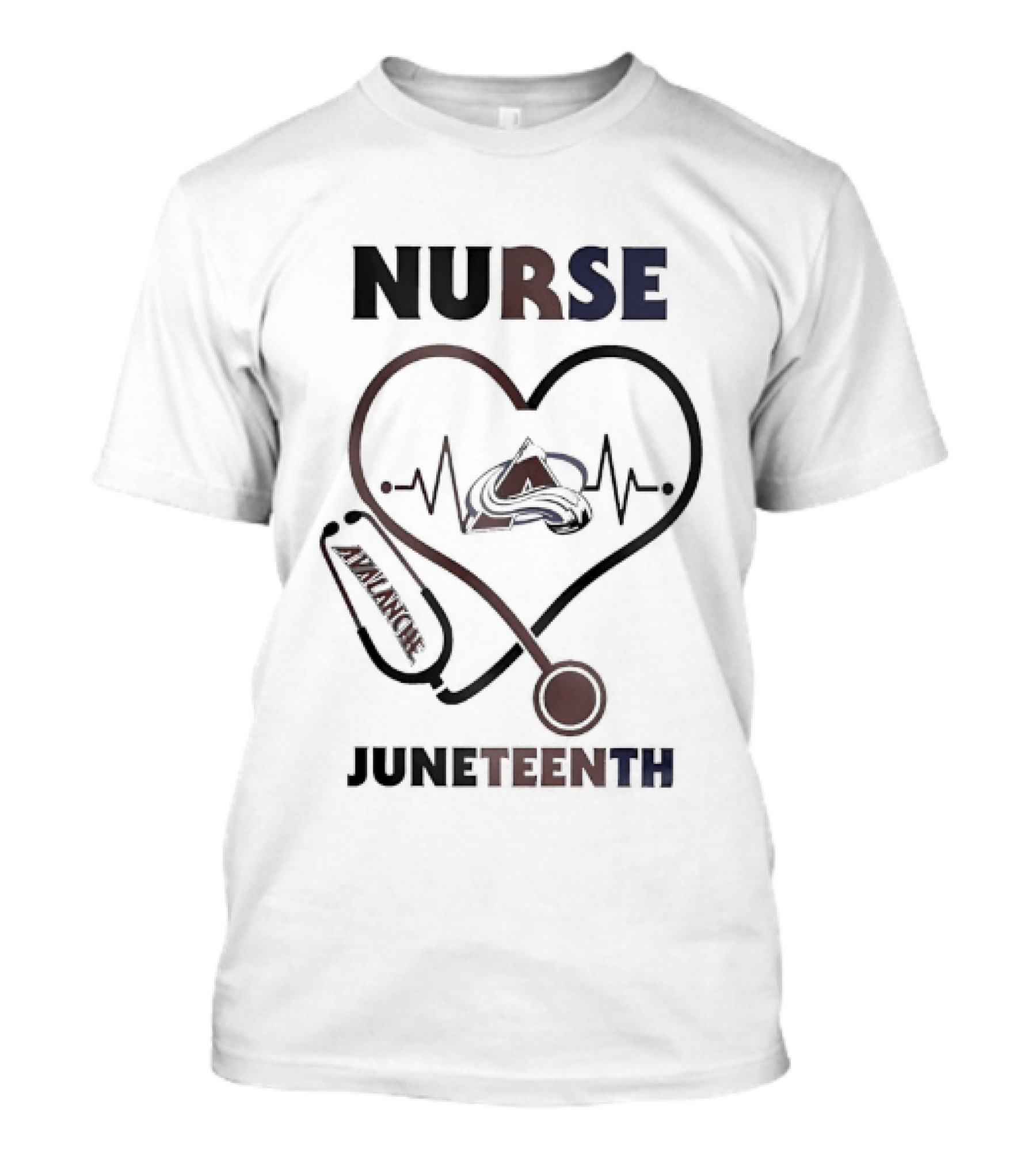 Nurse Heart Stethoscope Colorado Avalanche Juneteenth T-Shirt