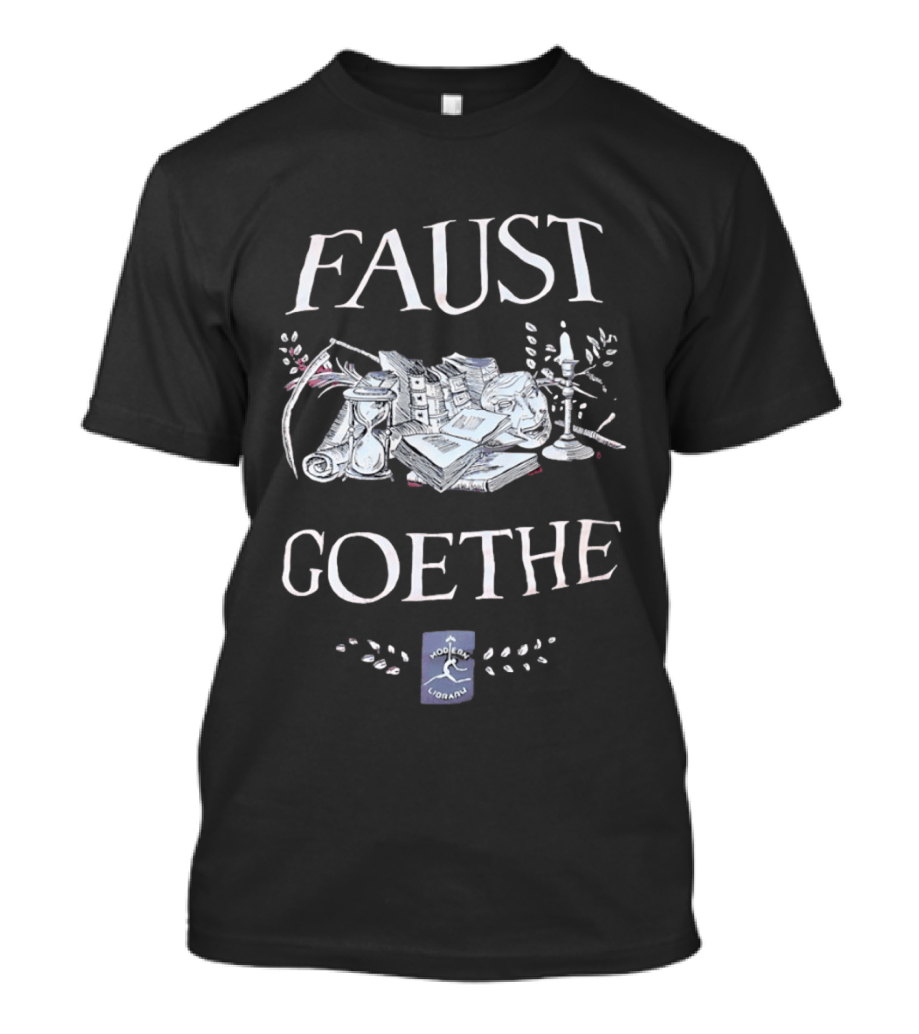 Faust Goethe Modern Library Candles Books Hourglass Art Literature T-Shirt