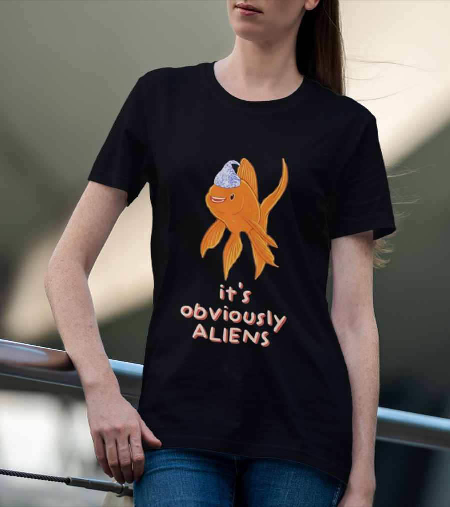 Goldfish Tin Foil Hat It's Obviously Aliens T-Shirt