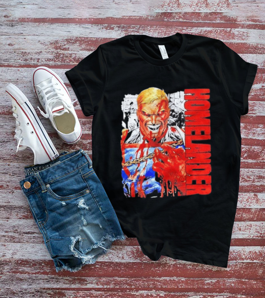 Homelander The Boys Superhero Cartoon Blood Splattered Image T-Shirt